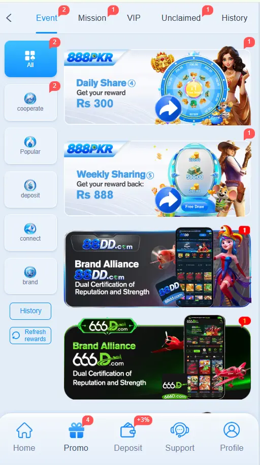 888PKR Game rewards and bonus