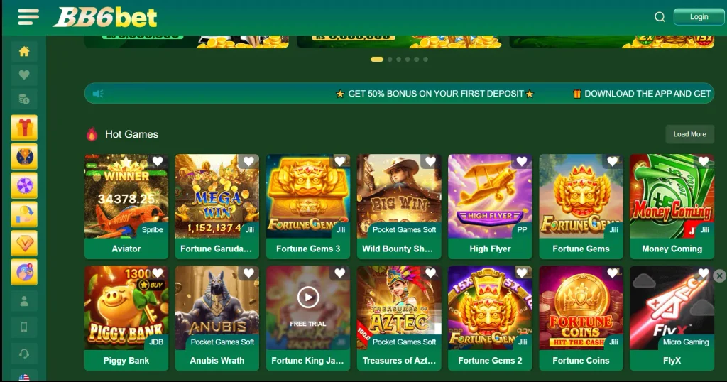 available slots in BB6 Bet Game APK 